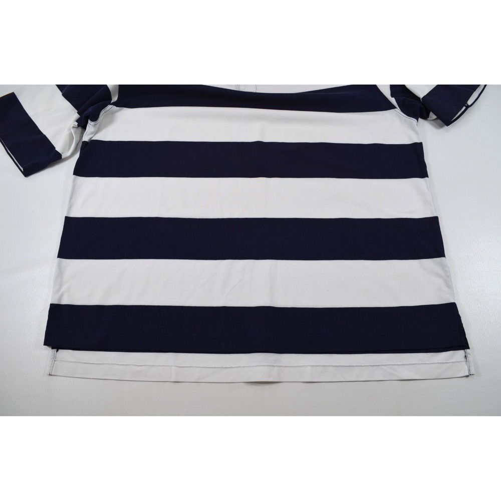 Nike Rugby Style Polo‎ Shirt Mens XL Colorblock Striped Navy Blue & White - Picture 13 of 16